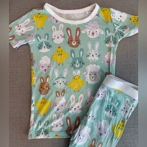 Little Sleepies Blue and Yellow Pajama Set with Playful Animal Print